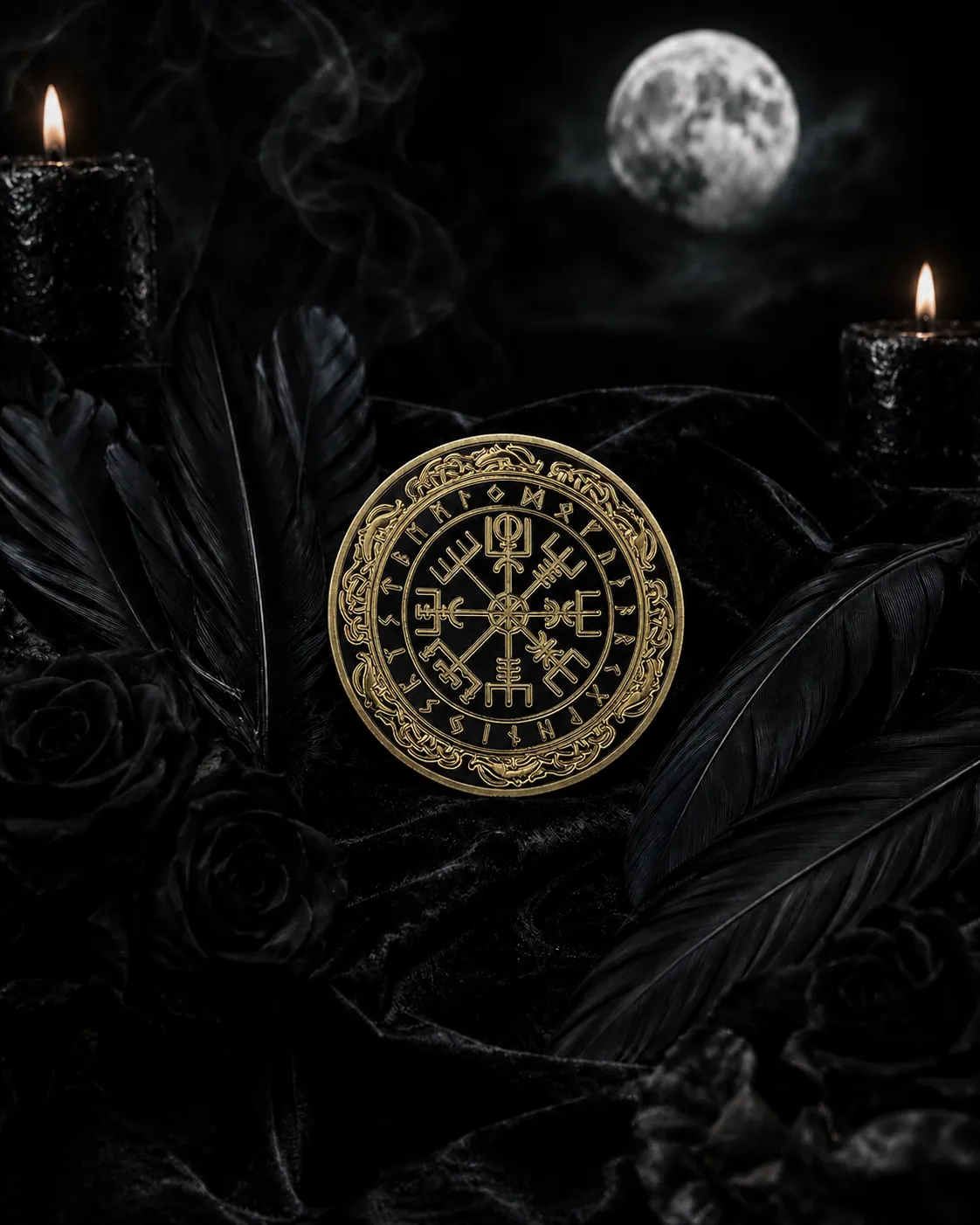 Золотиста колекційна монета “Компас Півночі” Vegvísir