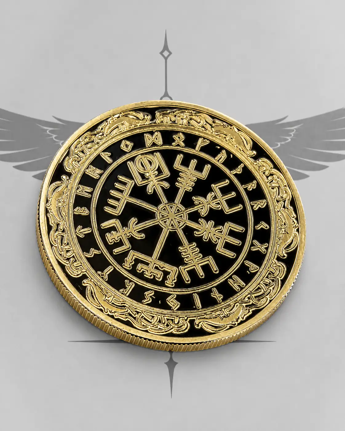Золотиста колекційна монета “Компас Півночі” Vegvísir
